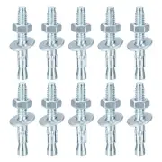 10Pcs 1/4" x 1-3/4" Wedge Anchors Good for Cement and Concrete Wall Silver