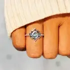 Unique Fashion Inlaid Zircon Sterling Silver Lotus Ring Gift For Woman Girls