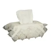 French Country Ivory Bettina Lace White Tissue Box Cover