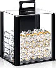 Hiboom 11 Pcs Acrylic Poker Chip Case, 1000 Capacity Chip Trays Set Including 1 Pcs Chip Carrier Acrylic Display Case 10 Pcs Chip Holder