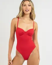 [Topanga] Topanga Women's Amity One Piece Bathing Suit in Chilli Red Size 14 14 Chilli Red