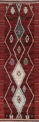 Soft Plush Moroccan Tribal 10' Oriental Rug Runner Handmade Wool Carpet 3x10
