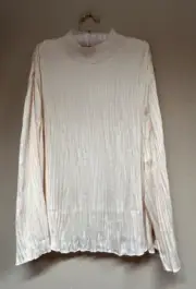 Vince Women Long Sleeve Crinkled Pleat Chiffon Top XXL Zip Pullover New $275
