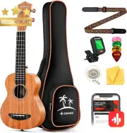Soprano Ukulele 21 Inch Mahogany Beginner Kit with Gig Bag Tuner Strap