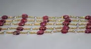 oval strawberry & pearl glass beads rosary chain, beaded jewelry making chain