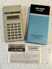 1980's SHARP Elsi Mate El-218K Calculator in Original Box w/Instructions - WORKS