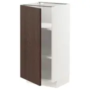 METOD base cabinet with shelves, white/Sinarp brown, 40x37x80 cm
