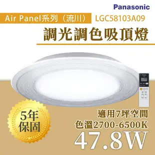 〖國際牌Panasonic /免運〗 Air Panel 流川 LED 47.8W 110V 調光調色 遙控吸頂燈 LGC58103A09〖永光照明〗PA-LGC58103A09