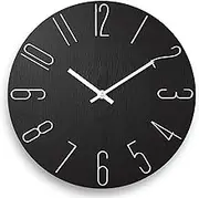 Wall Clock Modern Non-Ticking Silent Wall Clocks 12 Inch Quartz Round Clock Battery Operated Easy to Read Suitable for Home, Office, Classroom, School Nordic Simplicity Style (Black)