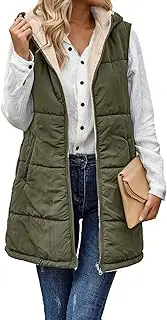 [KEOYA] Womens Reversible Fleece Lined Vest Sleeveless Waistcoat Jacket Zip Up Long Warm Winter Coat Outerwear