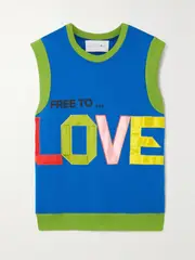[AZ FACTORY] AZ FACTORY - Free To Oversized Intarsia Organic Cotton Tank - Blue - M/L M/L Blue