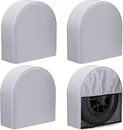 eletecpro RV Tire Covers Set of 4 with Waterproof Coating and Heavy Duty 600D Oxford, Windproof Tire Accessories for Trailer, Truck and Camper, Fits Tire Diameters 26-28.75 Inches, Gray