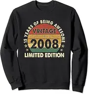 [X.Style] Vintage 2008 Limited Edition 15 Year Old Retro 15th Birthday Sweatshirt ds1445 Sweater (S) Black