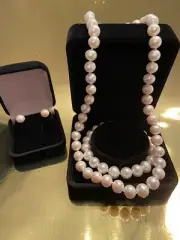 NEW! EFFY PEARL NECKLACE, BRACELET AND EARRING SET W VELVET GIFT BOXES/MSRP $580