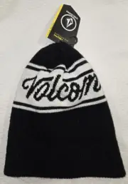 NEW w/ Tags VOLCOM Fave Beanie Hat Cap Big Youth Sz 8-20 Black / White Logo