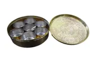 BRASS SPICE BOX WITH SPOON - Quality Item Home Kitchen Restaurant Dinning(1189)