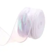 1.5 Inch 25 Yard Sheer Organza Ribbon Shimmer Chiffon Tulle Ribbons White