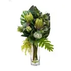 70cm Protea & Banksia Arrangement in Glass Vase Artificial Plant Flower Tree Fak