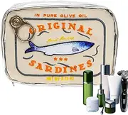 [Generic] Cosmetic Bag Cosmetic Bag Travel Toiletry Makeup Organizer Bag with Sardine Canned | Funny Sardine Design in Tins Aesthetic Storage Bag for Skincare Eyeshadow, beige, Siehe Beschreibung, See