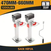 2x 470mm Drop Down Corner Legs Steadies & Handle Steel Foot Caravan Trailer NEW