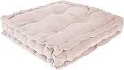 Square Floor Pillow Large Tufted Floor Cushion with Handle Wavy Edge Faux Velvet Fabric Pillow Seating for Adults Meditation Sitting Pillow for Yoga Home Living Room (Pink)