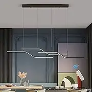 Ganeed Modern LED Pendant Lighting, Dimmable Modern LED Chandelier Linear Wave Light Fixture, LED Hanging Light Fixture for Dining Room Kitchen Island Living Room (3-Light)
