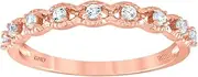 [JewelryWeb] 925 Sterling Silver Rose Womens CZ Simulated Diamond Semi eternity Wedding Band Ring6-Eternity-Ring for Women and Men