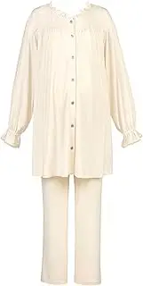 Wacoal MATERNITY(ワコールマタニティ) MFY235 Women's Maternity Pajamas, for Both Prenatal and Postpartum Use, with Nursing Opening, Modal Bear Sheeting Material (Main Body) Long Sleeves, Long Pants, Top and Bottom Set