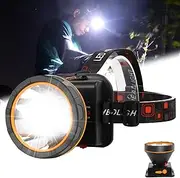 Aikertec LED Rechargeable Headlamp, 90000 High Lumen Headlamps Super Bright Headlamp Flashlight, Waterproof USB LED Headlamps, Headlamp Battery Powered for Outdoor Camping, Fishing, Hunting, Running