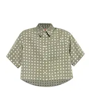 Kenzo Checkered Pattern Cropped Shirt FR40 Nude