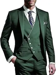 [JEShifangjiusu] Suit for Men 3 Pieces Business Wedding Prom Evening Jacket Formal Suit Evening Jacket Pants, Green2, 7XL