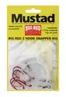 1 x Packet of 3 Mustad Big Red Snapper Rigs-2 Hook Pre-Tied Snelled Snapper Rigs