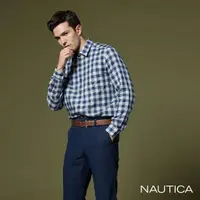 在飛比找momo購物網優惠-【NAUTICA】男裝 百搭格紋長袖襯衫(藍)