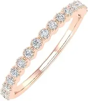 [FINEROCK] 1/5 Carat Bezel Set Diamond Wedding Band Ring in 14K Solid Gold