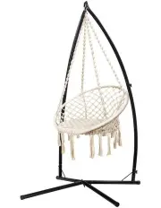 [Gardeon] Hammock Outdoor Swinging Chair with Steel Stand in Cream
