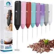 Powerful Milk Frother Wand - Mini Handheld with Stainless Black