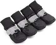 Paw Protector Dog Boots Waterproof Soft Sole and Nonslip Set of (Black, Small)