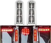 HCmotorku Motorcycle Rear Saddlebag Accent LED Light Insert Filler Support Running Turn Signal Brake Light Fit For Harley Touring Road King Ultra Limited Street Road Electra Glide 2014-2023 Chrome