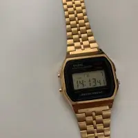在飛比找蝦皮購物優惠-CASIO卡西歐金色復刻版復古潮流金錶方型數位電子錶中性男女