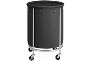 Steel Frame Laundry Basket Wheels Black