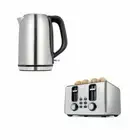 Toaster 4 Slice & Cordless 1.7L Kettle Stainless Steel LED Electric Kitchen Set