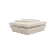 5" Sq. Cape May Halo Solar LED Lighted Vinyl Post Cap - Almond