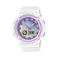 在飛比找ETMall東森購物網優惠-【CASIO 卡西歐】BABY-G 雙顯女錶 膠質錶帶 白X