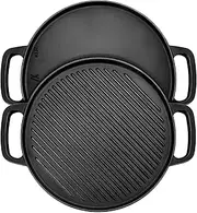 GGC Cast Iron Reversible Griddle, 12 inch Griddle Pan for Stove Tops, Gas Grills and Outdoor Cooking, Double-sided Griddle Plate with Baking Flat and Ribbed