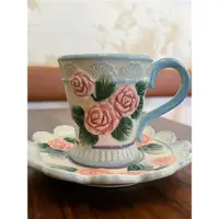 在飛比找ETMall東森購物網優惠-歐式玫瑰花田園風茶杯蕾絲咖啡杯碟創意泰迪熊手工陶瓷下午茶茶具