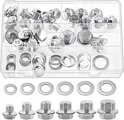 Automotive Oil Drain Plug & Gasket Assortment Set 28Pcs Metric Oil Drain Plug and 28Pcs Oil Crush Washers Flat Washers M10/M12/M14/M16//M18/M20 Compatible with Jeep GM Ford Toyota Most Cars