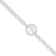 Flat Curb Chain Tree Of Life Bracelet Sterling Silver