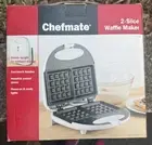 NIB Chefmate 2-Slice Waffle Maker w Cool Touch Handles & Ready Lights