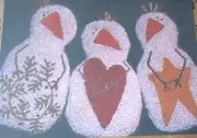 The Talking Crow 3 CHUBBY SNOWMEN ORNIES #008 Punch Needle Embroidery Pattern