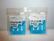 2 Vintage Chartpak Graphic Tape 3/32 W x 648" Black Roll NIP